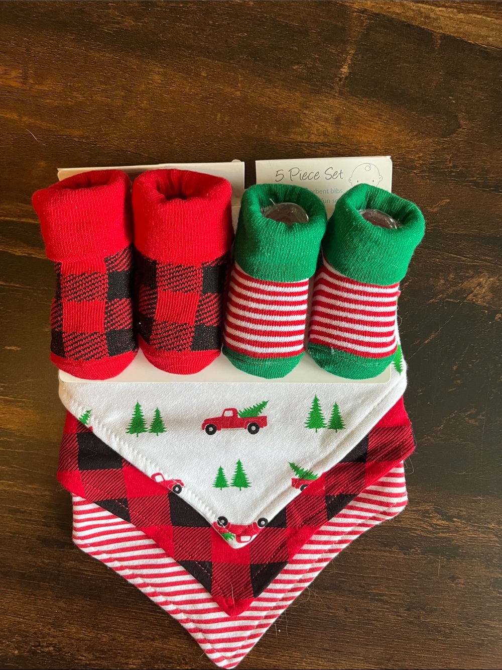 Hudson Baby Red & Green Holiday Sock and Bib Set